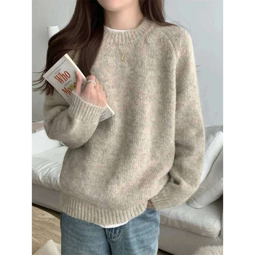 Aoaiiys Pullover Women Casual O Neck Long Sleeve Sweater Coats Fashion Solid Loose Knitted Jumpers Autumn Winter New Pullovers
