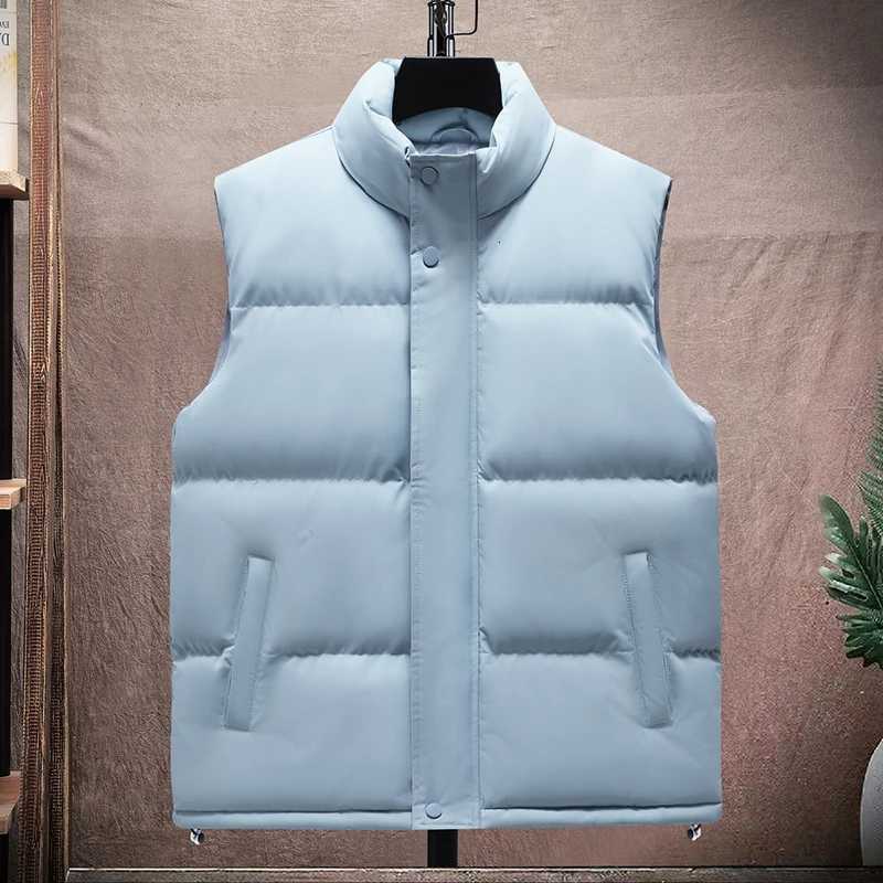 2025 Vest Mens Winter Thick Casual Fashion Warm Loose and Versatile Sleeveless Vest with Cotton Shoulder Solid Color Vest Men W251029