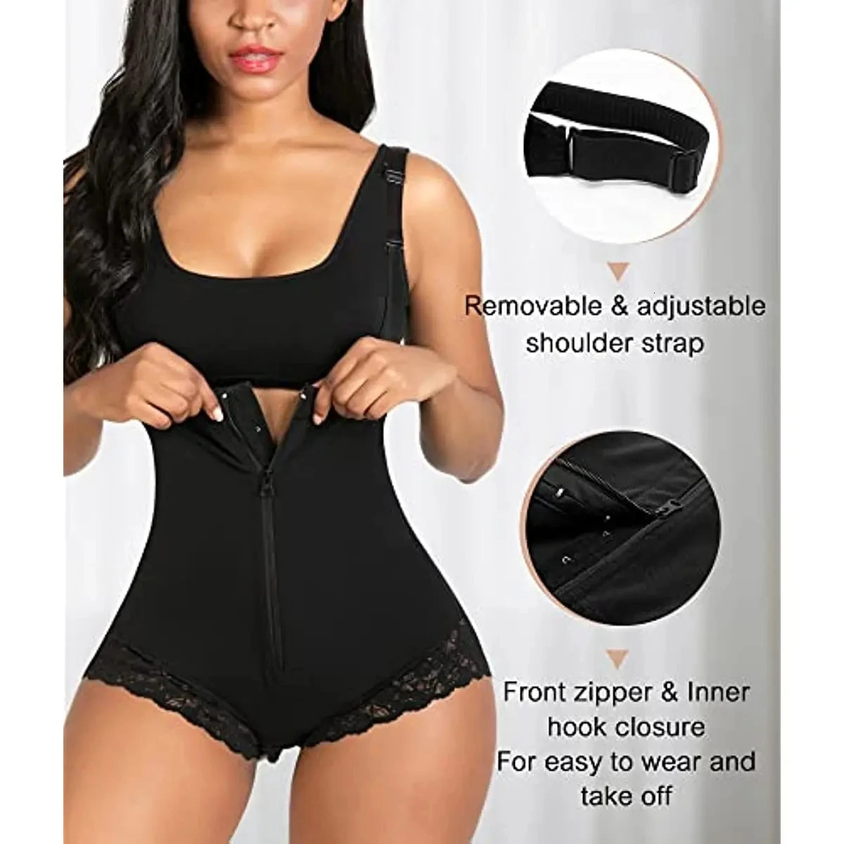 Shapewear Colombian High quality Shape jumpsuit with front zipper and Hook Double Compression belly corsets consecutive rows 251029