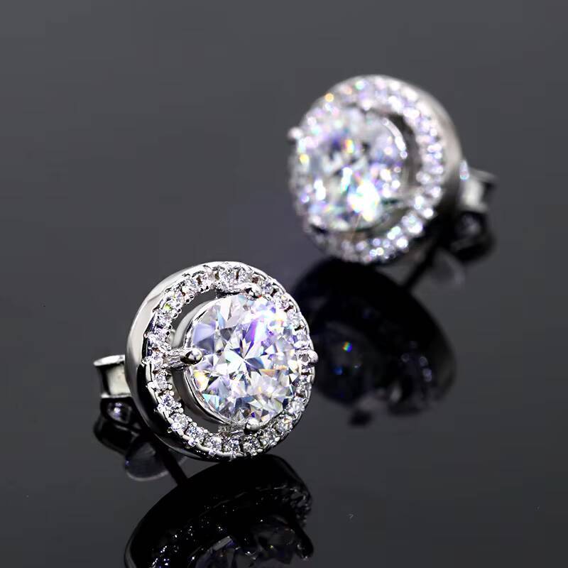 Delicate Sliver Earrings 05ct1 Carat 2 Carat Fashion Moissanite Jewelry Diamond Earrings VVS White D Moissanite Earrings