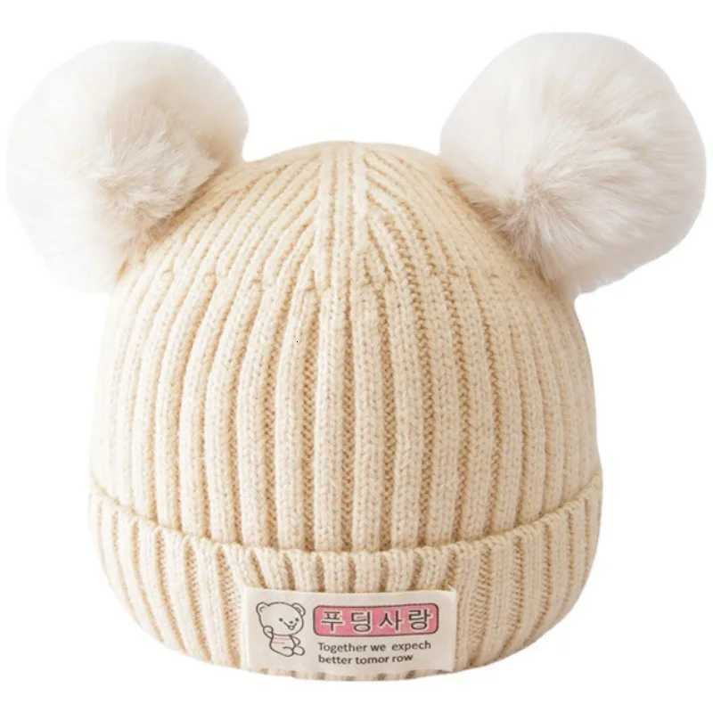 Solid Color Wool Knitted Bonnet Bebe Newborn Baby Hat Pompom Cute Winter Hat For Kids Boys Girls Children Warm Beanie Cap 03Y251028