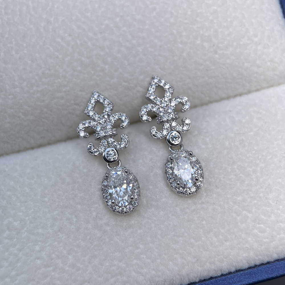 TaiYang GRA 0.5CT 4x6 Oval Moissanite Drop Earrings for Women, Luxurious 925 Sterling Silver Wedding Engagement Diamond Earring with Moissanite Certif