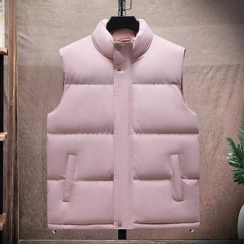2025 Vest Mens Winter Thick Casual Fashion Warm Loose and Versatile Sleeveless Vest with Cotton Shoulder Solid Color Vest Men W251029
