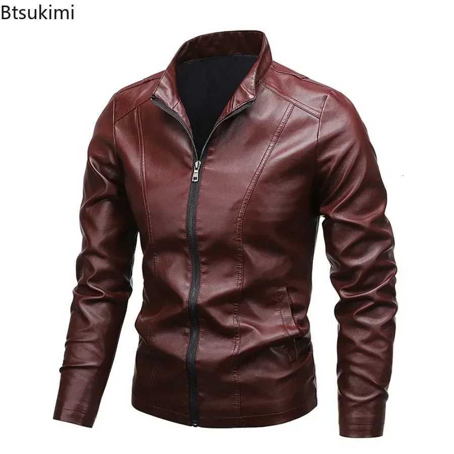 2025 Mens PU Leather Jacket Fashion Stand Collar Zipper Motorcycle Biker Coats Outdoor Casual Windbreak Faux Leather Jacket 5XLT251029