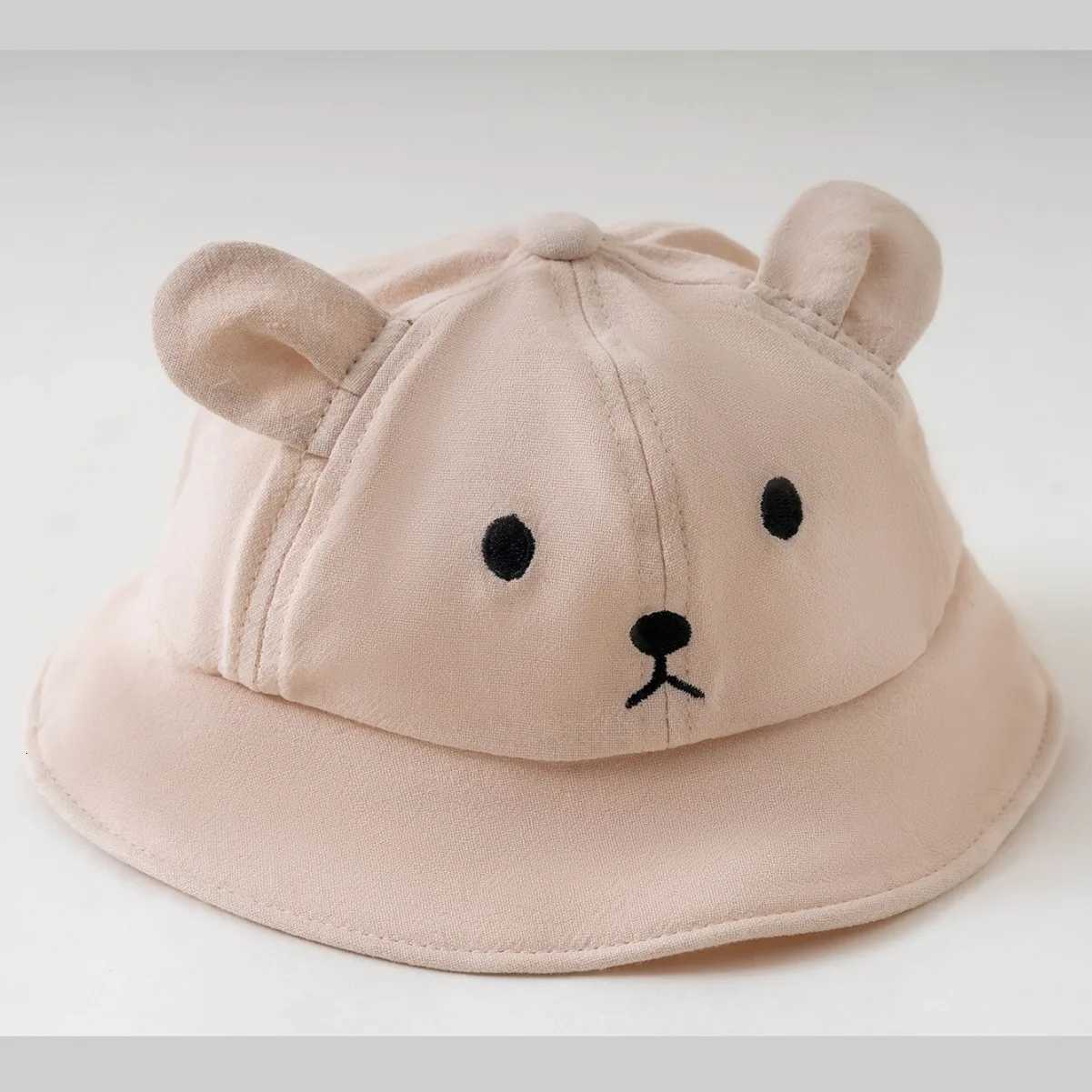 Newborn Baby Hat Infant Muslin Bucket Hat Kids Bear Ears Summer Beach Sun Caps Boys Girls Easter Hats For Toddlers 324 Months251028