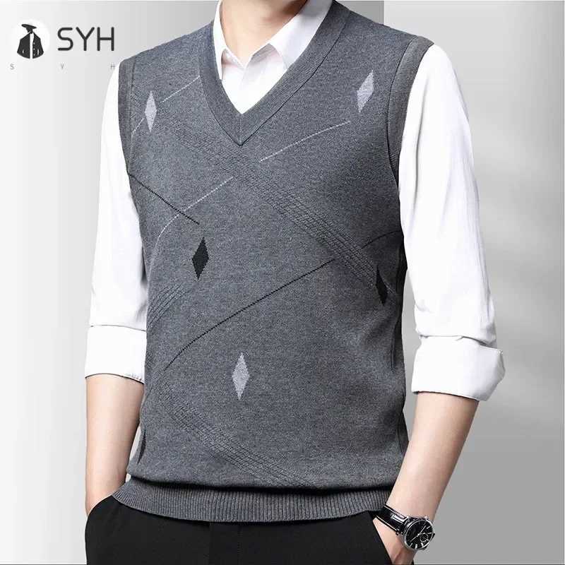 Mens Thickened Casual Sweater Tank Top Autumn and Winter Warm Mens Vest W251029