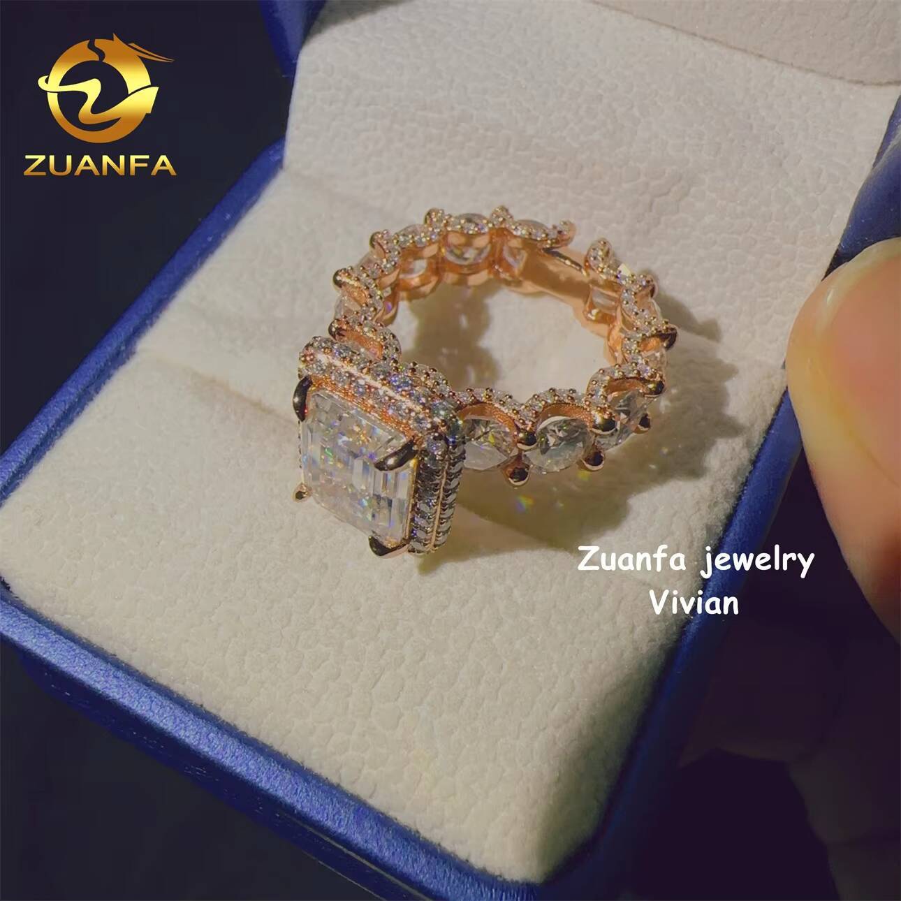 Fashion Custom Hip Hop Sterling Silver 925 D Color VVS Moissanite Diamond Luxury Ring for Men