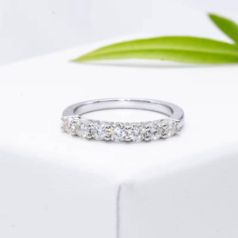 Solid Gold Jewelry 14k 18k White Gold Moissanite Diamond Ring White D VVS Moissanite Eternity Band Ring for Engagement Wedding