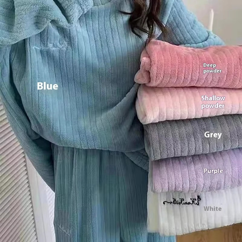 Winter Womens Pajamas Homewear Suit Womens Fall and Winter Warm Clothes Coral Velvet Leisure Pajamas Padded Homewear 251029
