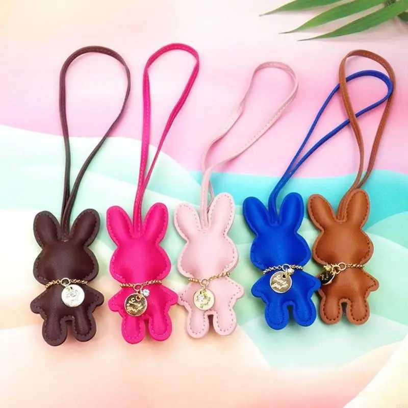 Elegant Rabbit Keychain Pendant Artificial Leather Bunnys Keyring Ornament Versatile Animal Bag Charm AccessoryW251029