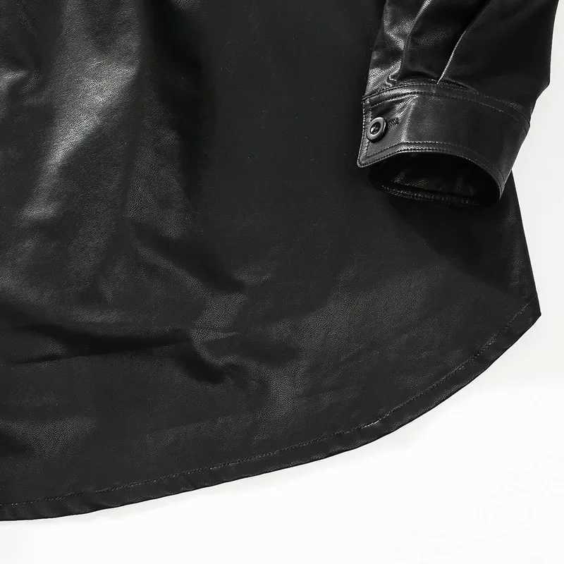 SingleBreasted Leather Clothing Men Winter New Men Fashion Faux Leather Shirt Coat Large Pocket Casual AllMatching JacketT251029