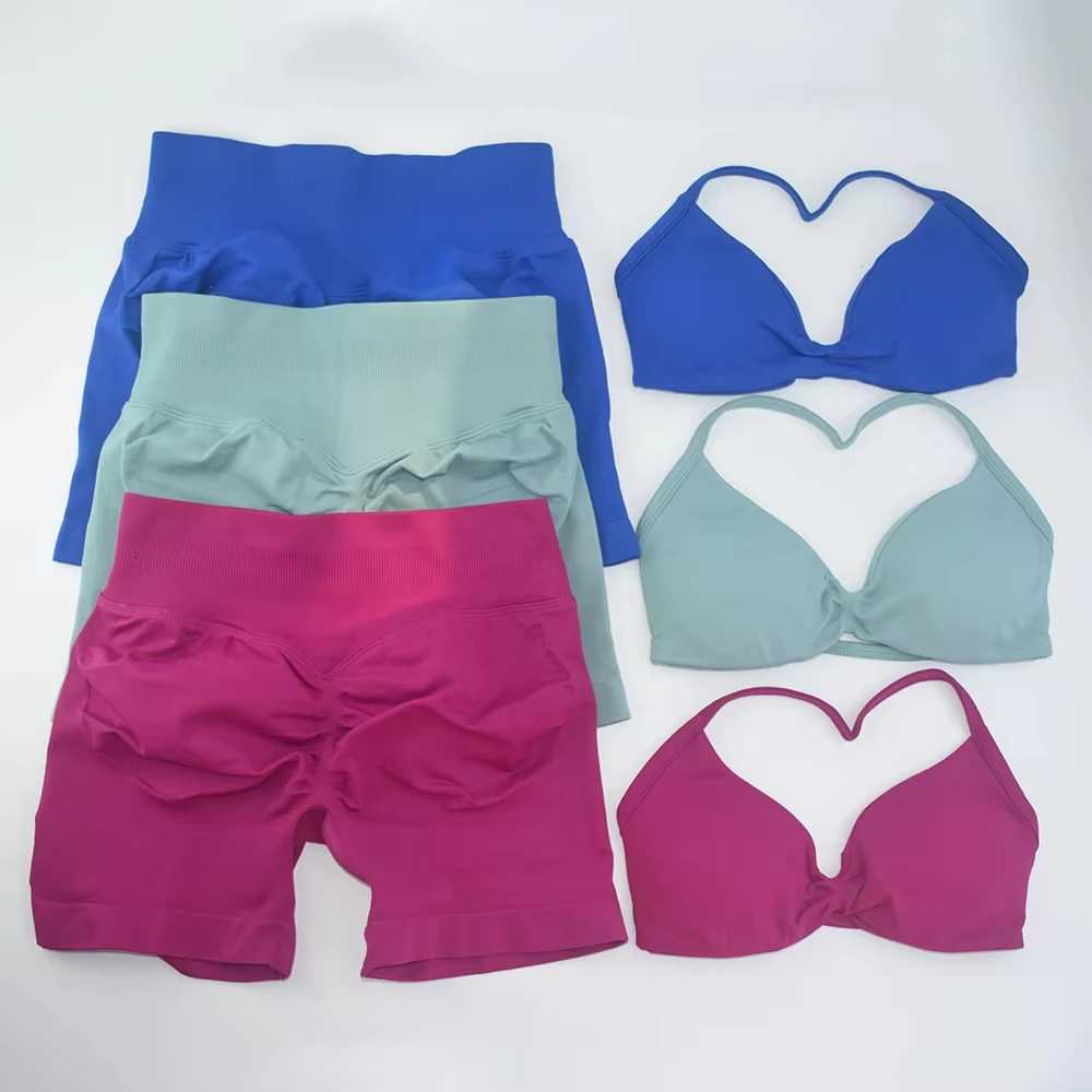 Sports Suit Pink Bra Waist Peach Sports Suit Pilates Gathering Yoga Vest Shorts with Workout Training Fitness Yoga Bra SetsXJ251029