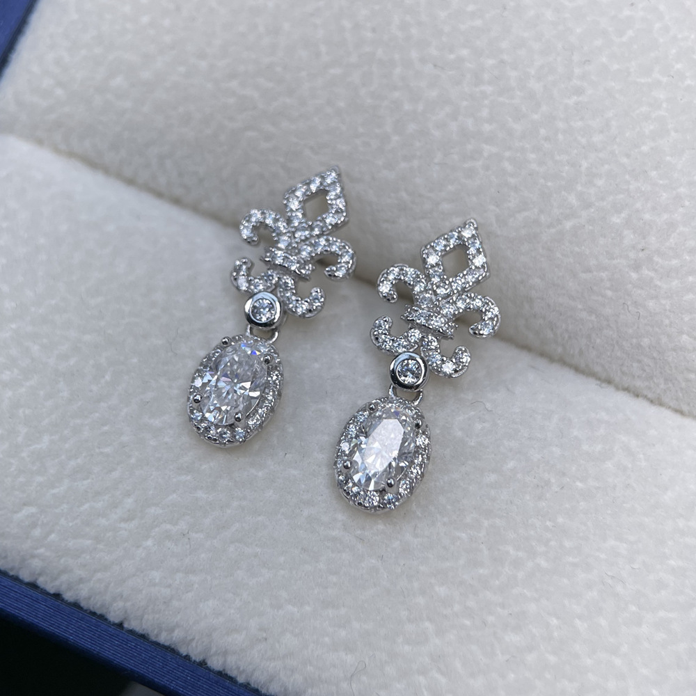 TaiYang GRA 0.5CT 4x6 Oval Moissanite Drop Earrings for Women, Luxurious 925 Sterling Silver Wedding Engagement Diamond Earring with Moissanite Certif