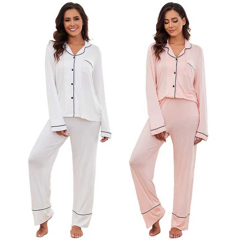 loungewear set autumn and winter modal longsleeved shirt trousers twopiece set pajamas womens pajamasT251029