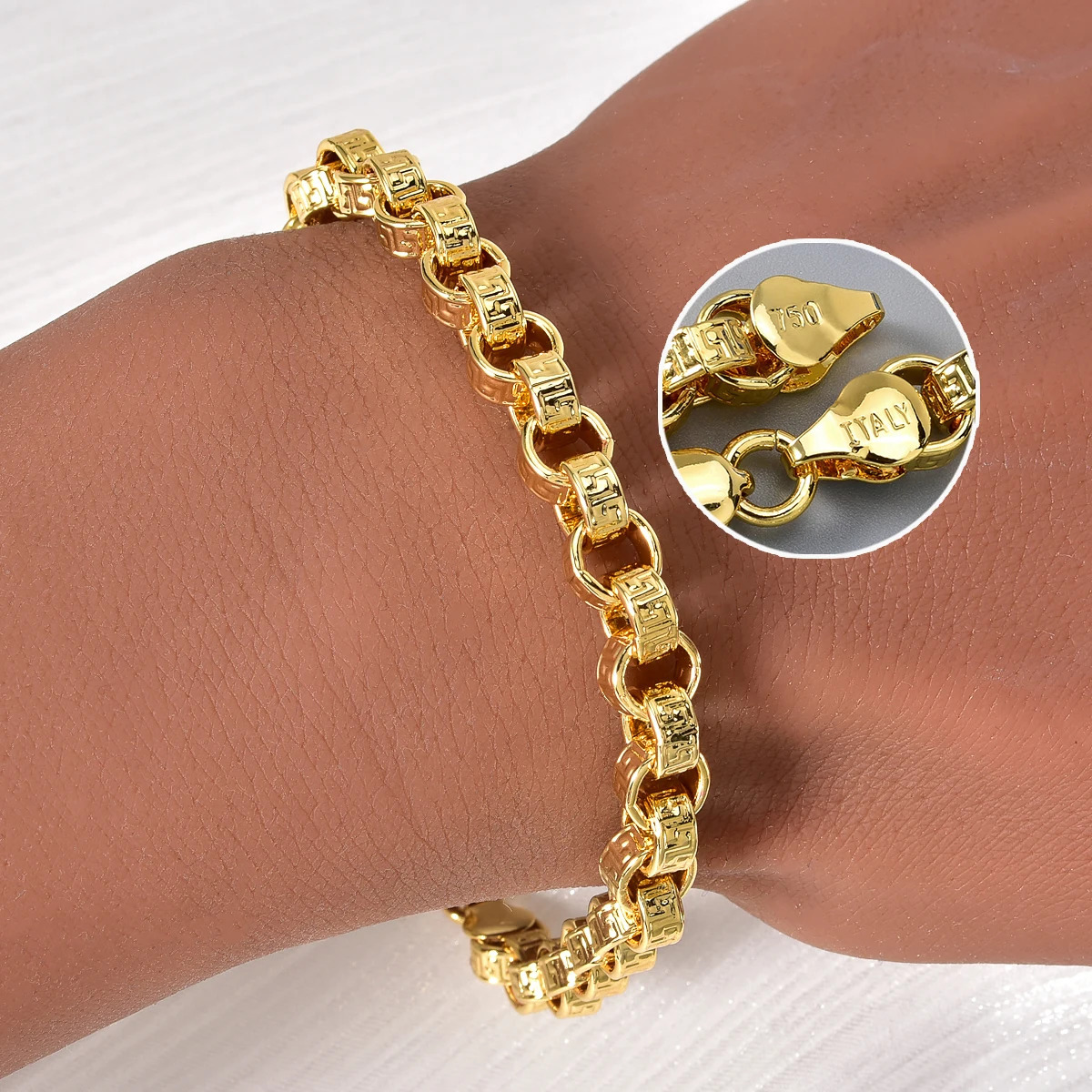 18k Gold Plated Italy 750 Bracelet Copper Braided Shaped Bracelet HipHop Daily Men Women Jewelry Accessories For Friends Gifts 251028