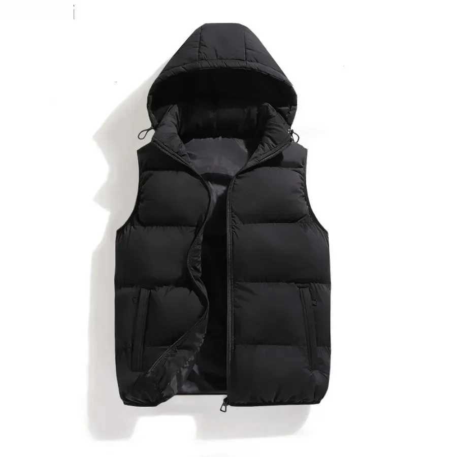 Mens Thicken Plus Cotton Sleeveless Vests Jacket Fashion Warm Detachable Hat Outdoor Windbreak Waistcoat Hooded Vest Coats Male W251029
