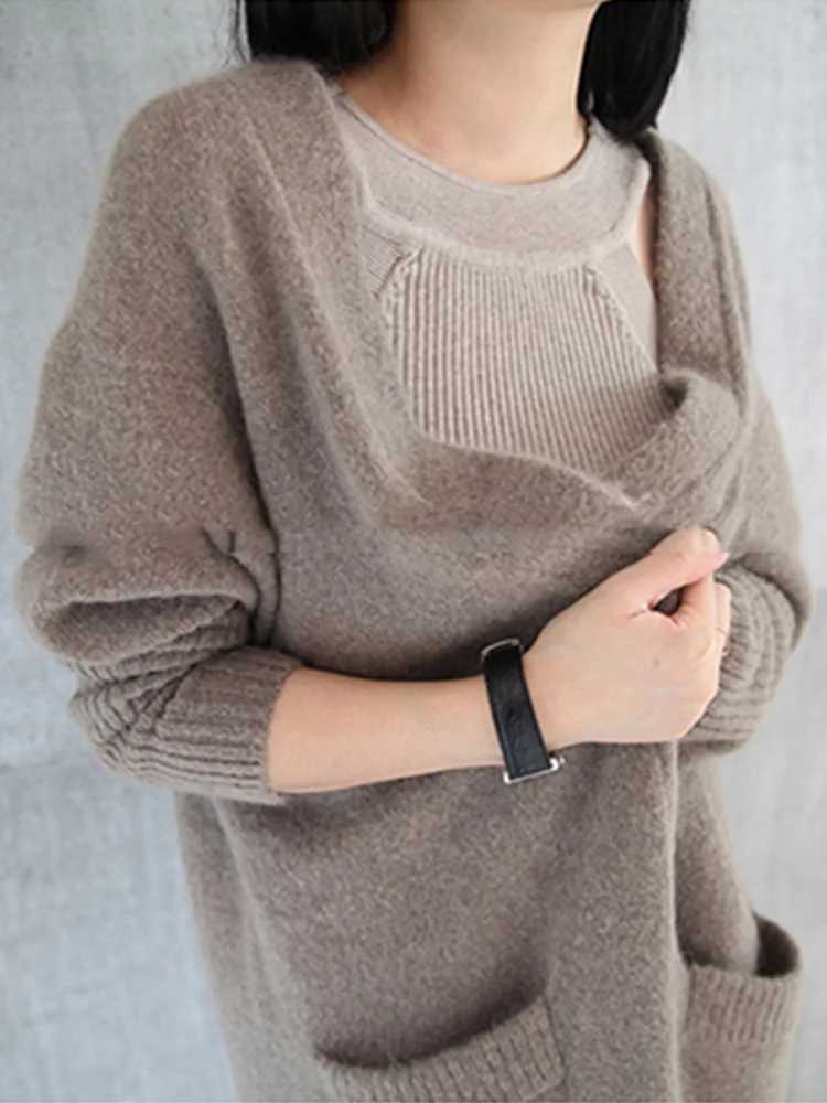 New Fashion Thicken Knitted Long Cardigan Sweater Women Autumn Winter Long Sleeve Sweater Coat Casual Loose OutwearT251028