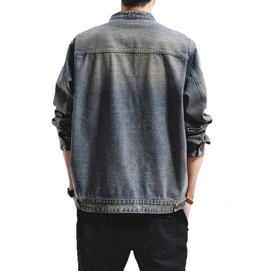 American Style Zipper Denim Jacket For Men Spring And Autumn Trendy Cool Casual Loose Washed Vintage Designer Jacket Workwear Jacket