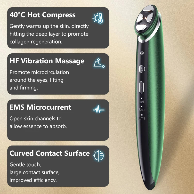 Eye Massager EMS Compress Vibration AntiWrinkle Eye Massage Pen Dark Circles Removal Eyes Cream Infusion Beauty Care Tools 251027