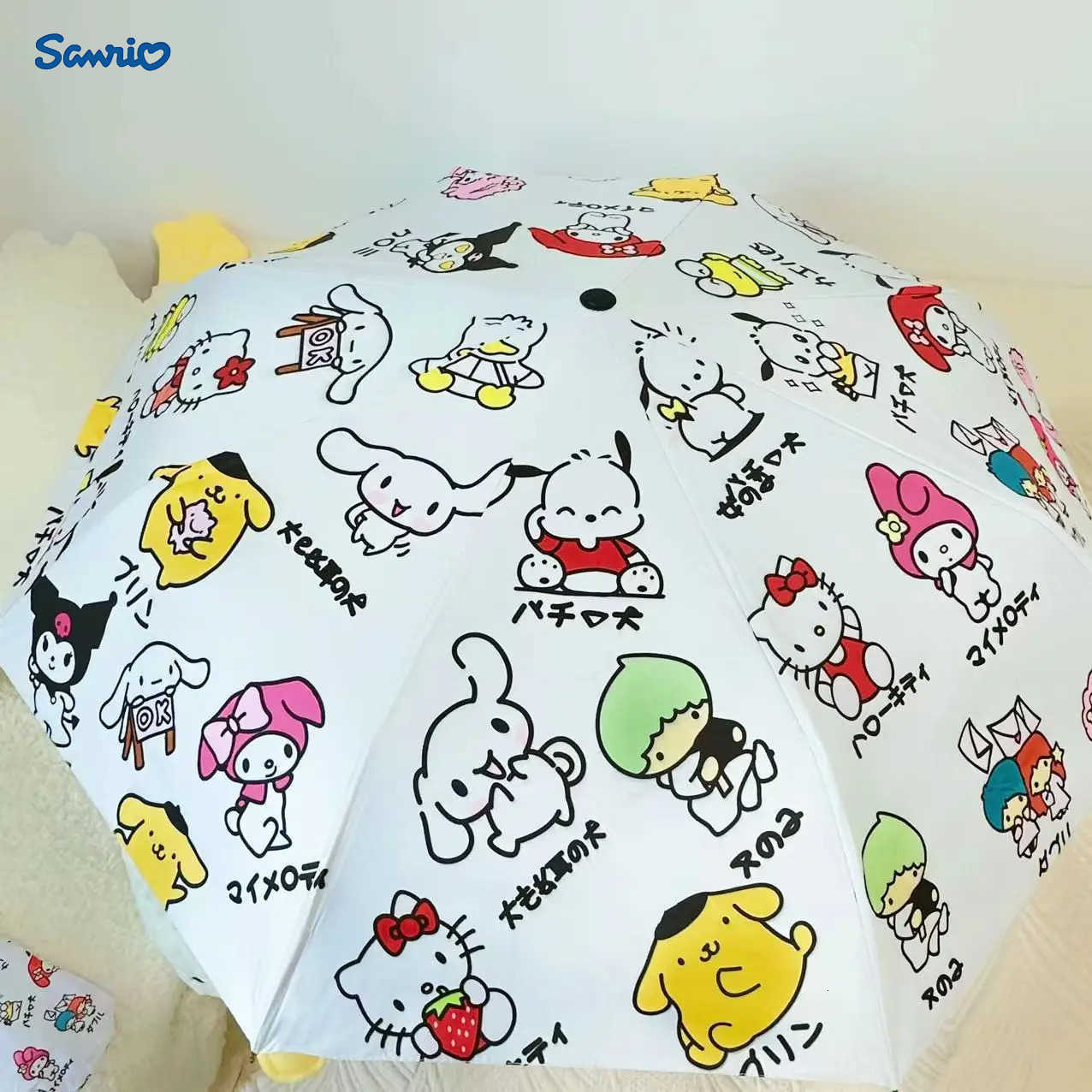 Sanrio 14 styles Sanrio Kuromi Hello Kitty Melody Cinnamoroll Automatic Sunshade Umbrella Sunscreen AntiUltraviolet Folding Umbrella L251029