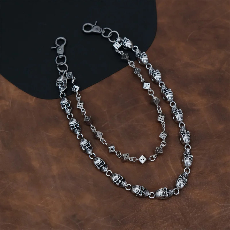 Waist Chain 2 Lines Punk Jean Adjustable Hiphop Metal Mens Skull Dice Accessories Head Metal Pants Chain for Men 251021