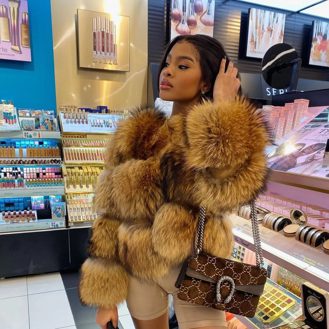 HOOOFUR Faux Fur Coat Womens Jacket Winter Fashion Warm Thick Fox Raccoon Leather Brown Plus Size Especially Cold 251028