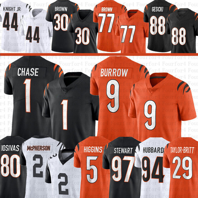 9 Joe Burrow JaMarr Chase Football Jersey Tee Higgins Trey Hendrickson Brown Murphy Logan Wilson Andrei Iosivas Desmond Ridder Shemar Stewart Demetriu