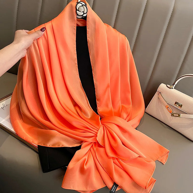 Pure Color Scarf Silk Like Sun Protection Beach Shawl Air Conditioning Wrap Large Lightweight Versatile for Women Outdoor 251013