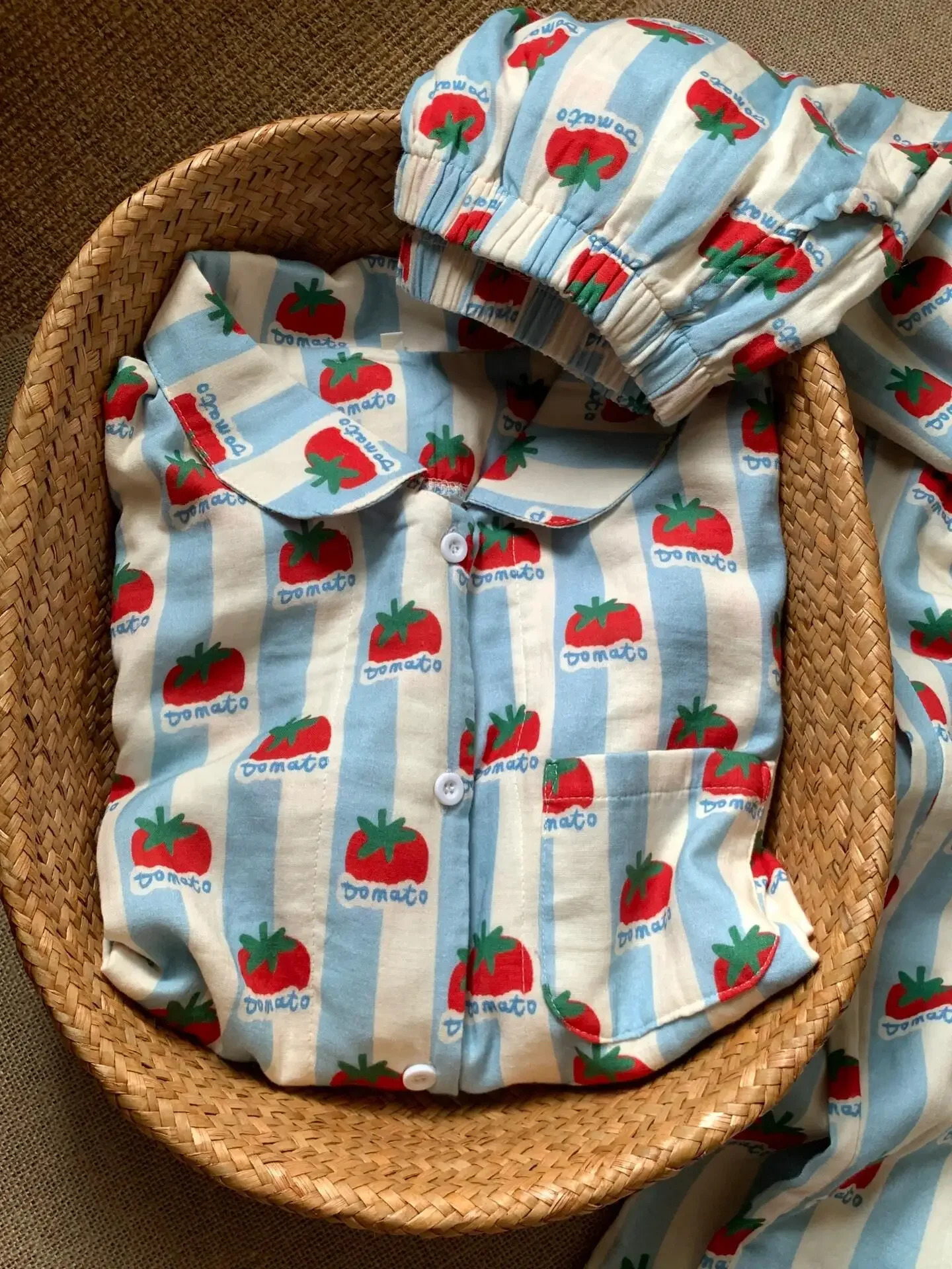 Japanese and Korean fresh style womens pajamas striped strawberry pattern pure cute fashion clothing 251029