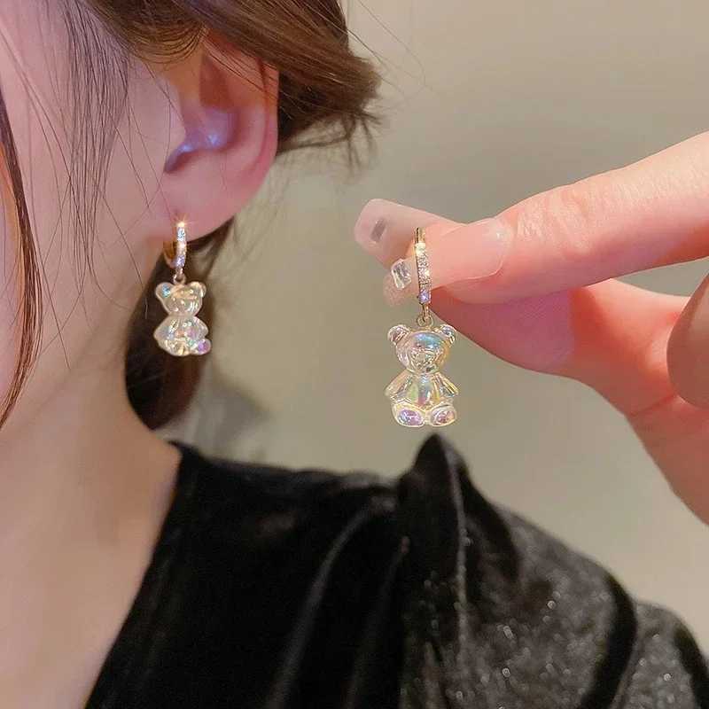 Cute Acrylic Candy Gummy Bear Dangle Earrings for Women Rainbow Bear CZ Hoop Earrings 2022 Korean Fashion Sweet Girl JewelryW251029