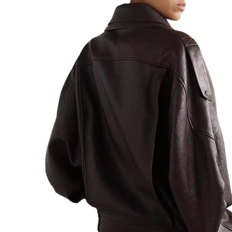 Long Sleeve Designer Jacket American High Street Melard Style Vintage Craft Leather Jacket Street High-end Leather Coat For Men And Women