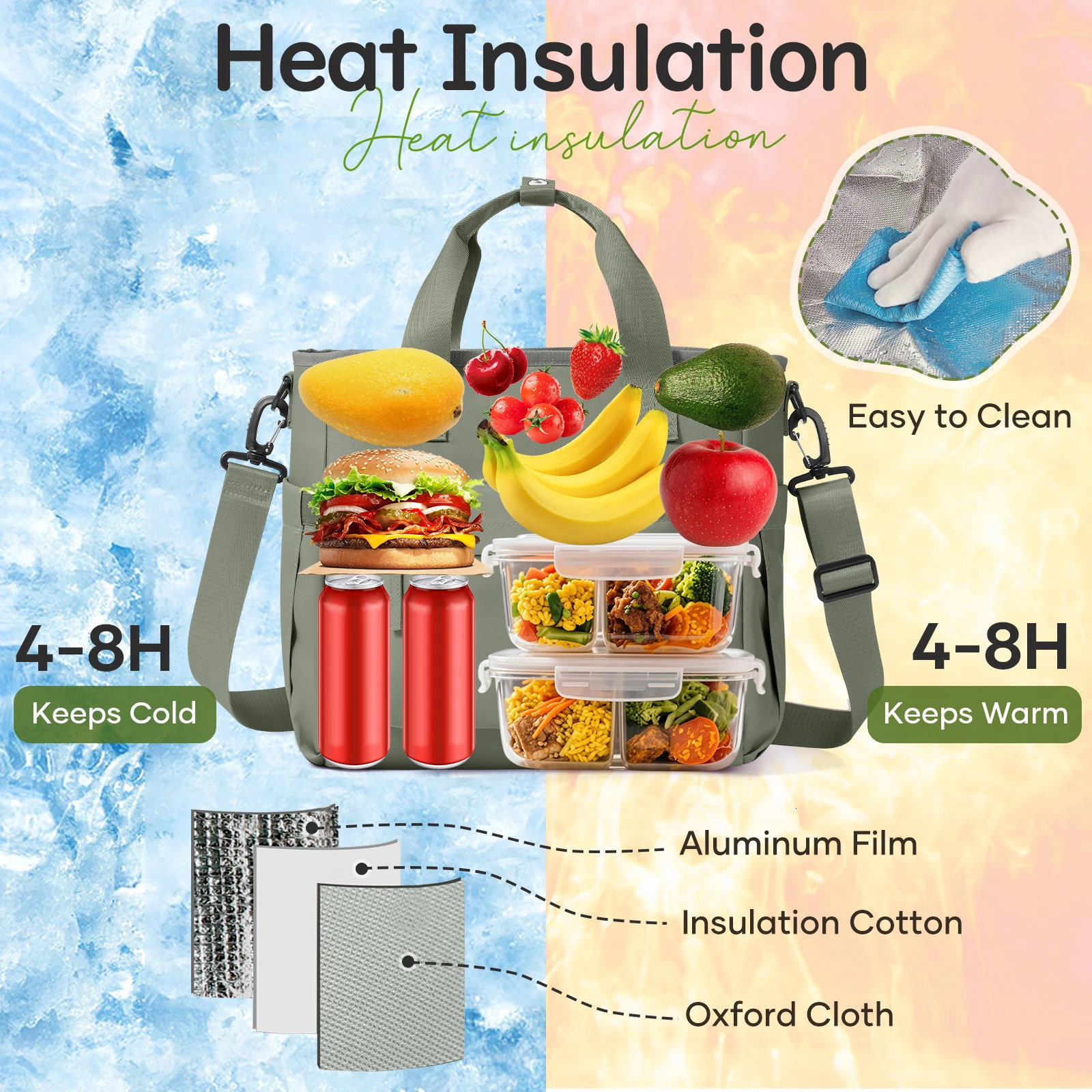 Large Capacity Insulated Lunch Bag Waterproof And Portable For School And Office Keep Your Food Fresh And DeliciousPicnic Bag 251029