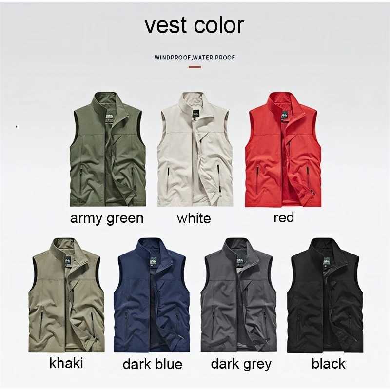 2025 New Fashion Mens Vest Windproof Solid Sleeveless Jacket Motorcycle Ourdoor Waterproof Biker Vest for Men Clothing W251029