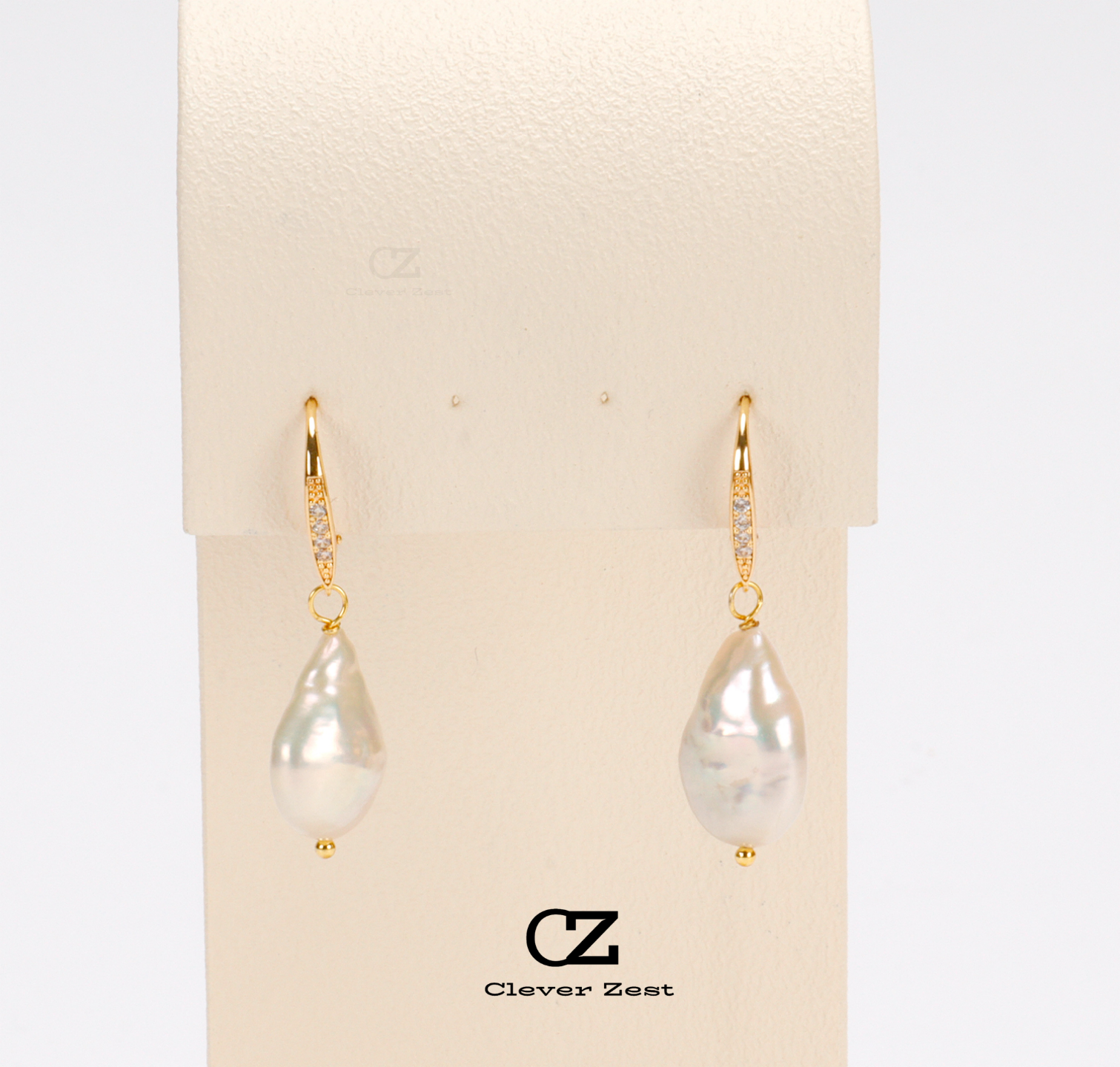 Natural White Baroque Pearl Stud Earrings 14K Gold-Filled Fashion Versatile and Trendy Anniversary Gift