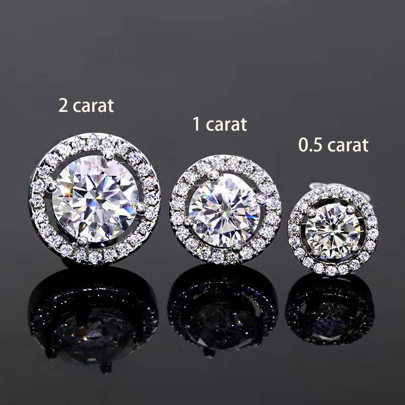 Delicate Sliver Earrings 05ct1 Carat 2 Carat Fashion Moissanite Jewelry Diamond Earrings VVS White D Moissanite Earrings