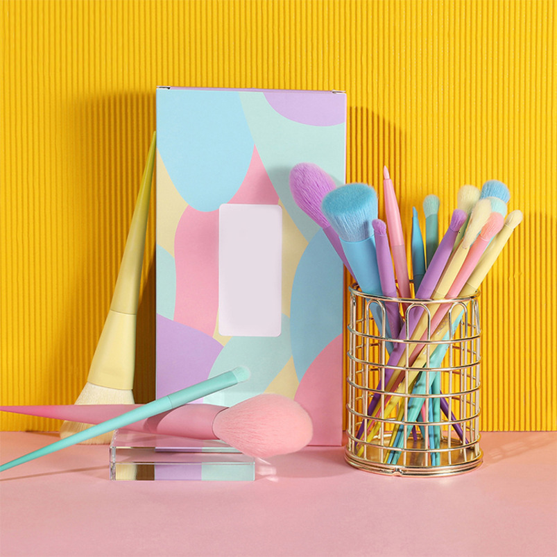17-Piece Macaron-Colored Makeup Brush Set: Candy-Dream Rainbow Makeup Brush Collection Beauty Tools
