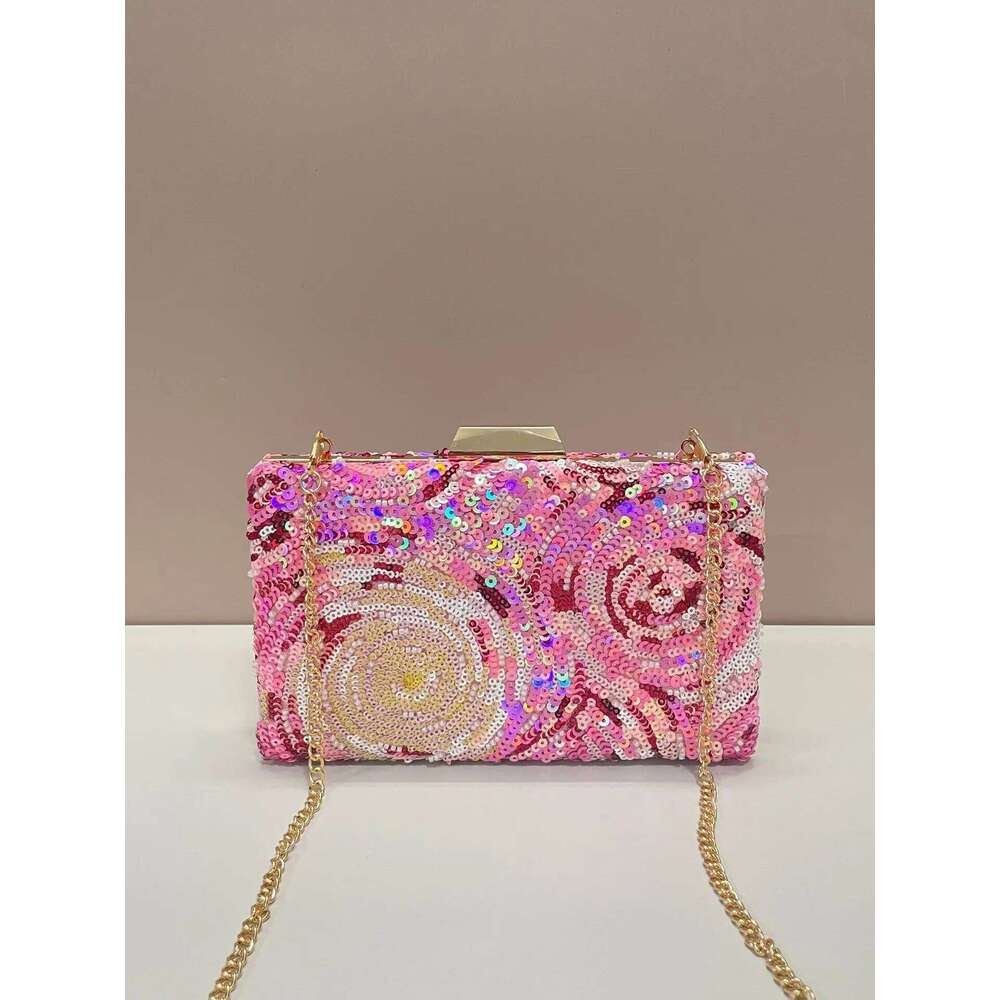 Designer Bags Pink Dinner Bag, Quiet Sequins Suitable For Party Girls, Women, Brides Luxury Bag