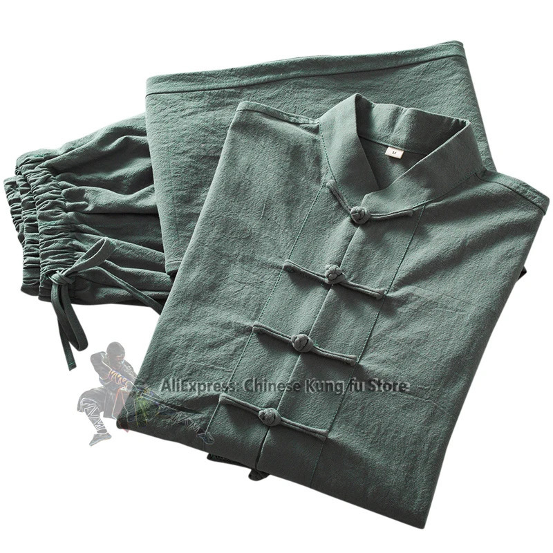 Soft Cotton Linen Longsleeves Chinese Tang Suit Casual Kung fu Tai Chi Uniform Wing Chun Jacket and Pants 251022
