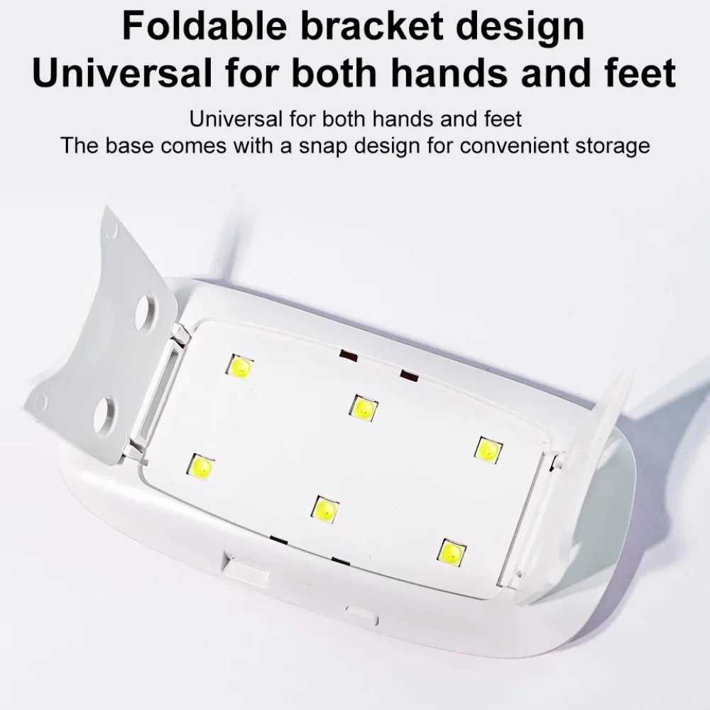 Foldable Nail Lamp Portable Nail Dryer Lamp 6 LEDUV Manicure Machine Home Travel Use for Drying Polish Gel Varnish with Cable J251115