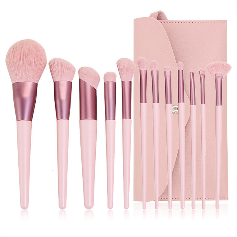 12-Piece Heart-Shaped Pink Makeup Brush Set Soft-Bristle Brushes Loose Powder & Blush Brush Blade-Tip Eyeliner Brush Beauty Tools