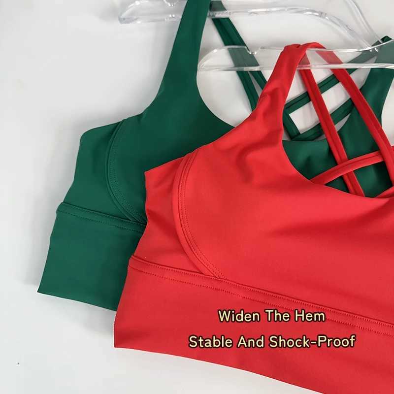 Christmas style 2piece yoga suit Solid color gym fitness set cross back yoga top Peach butt yoga pants Pilates running suitXJ251029