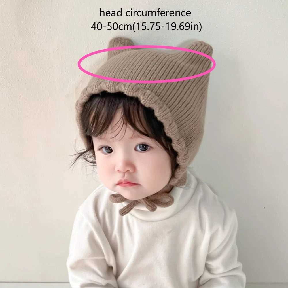 Lovely Winter Cat Ear Knit Hat Solid Color Soft Warm Baby Knitting Hat Infant Newborn Ear Protection Cap Kids251028