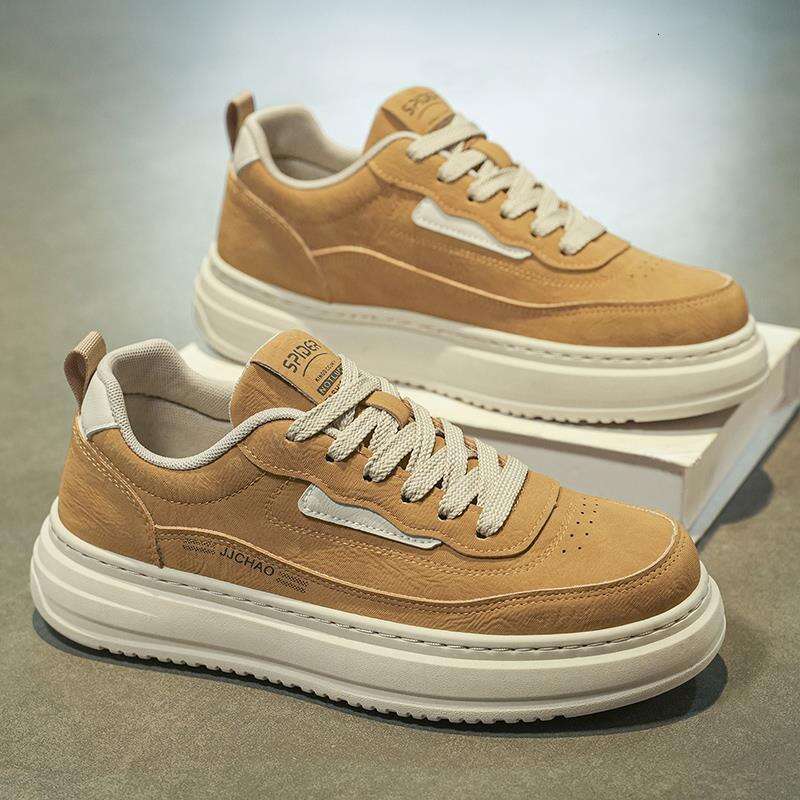 Shoes Summer 2025 New Trendy British Style Versatile Leather Waterproof Thick Sole Wear-resistant Men's Casual Sneakers