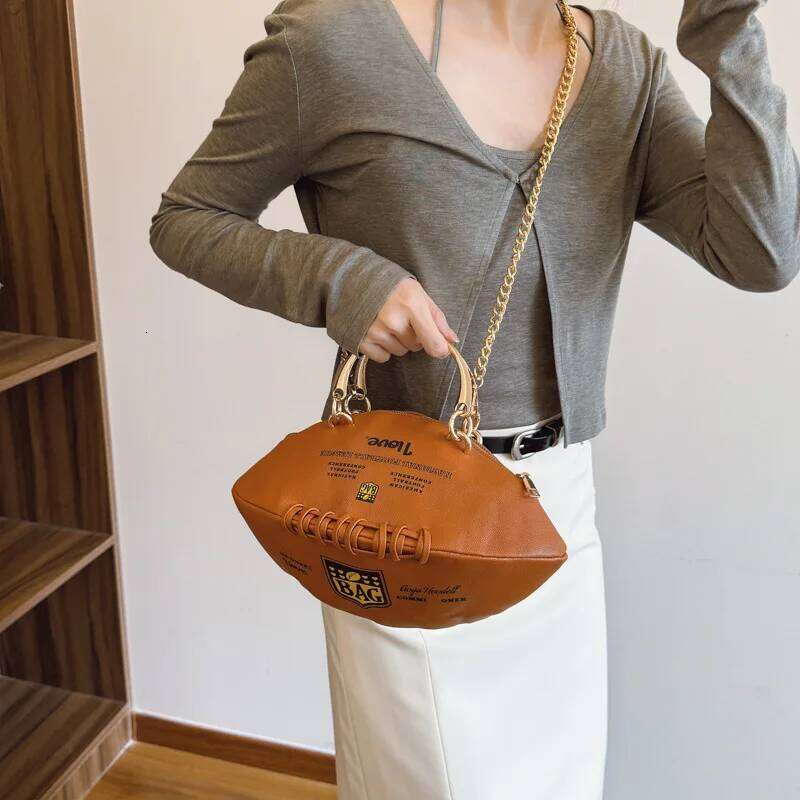 Designer Bags 2025 Trendy Football Shoulder Women - Unique PU Leather Crossbody Purse Sporty Mini Round Bag Stylish Statement Accessory Hot Selling