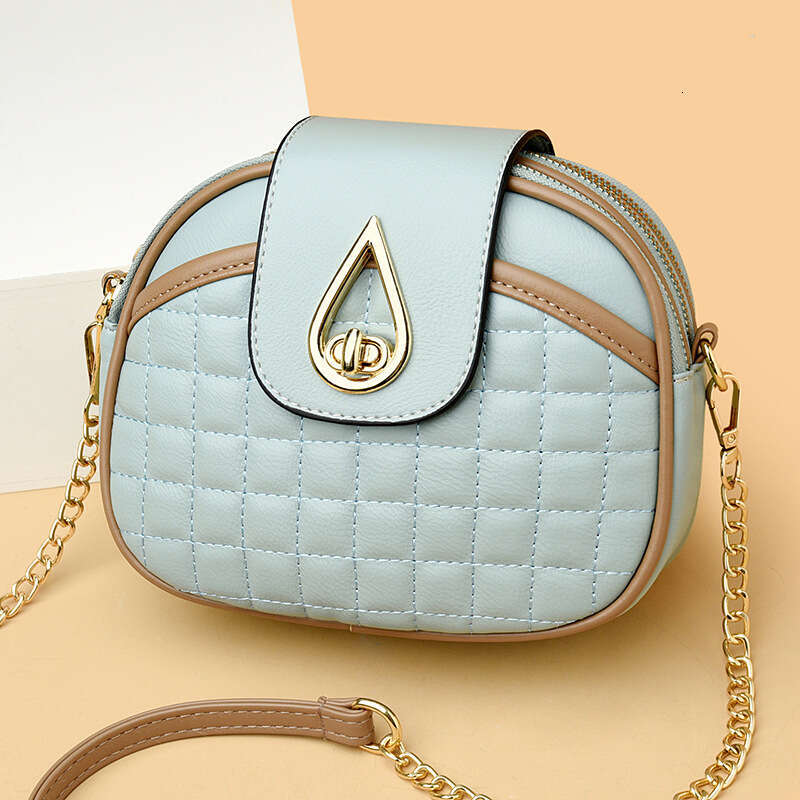 2025 New PicksHigh Quality Chain Small Round Versatile Shoulder Crossbody Plaid Texture Women's Bag shoulder bag