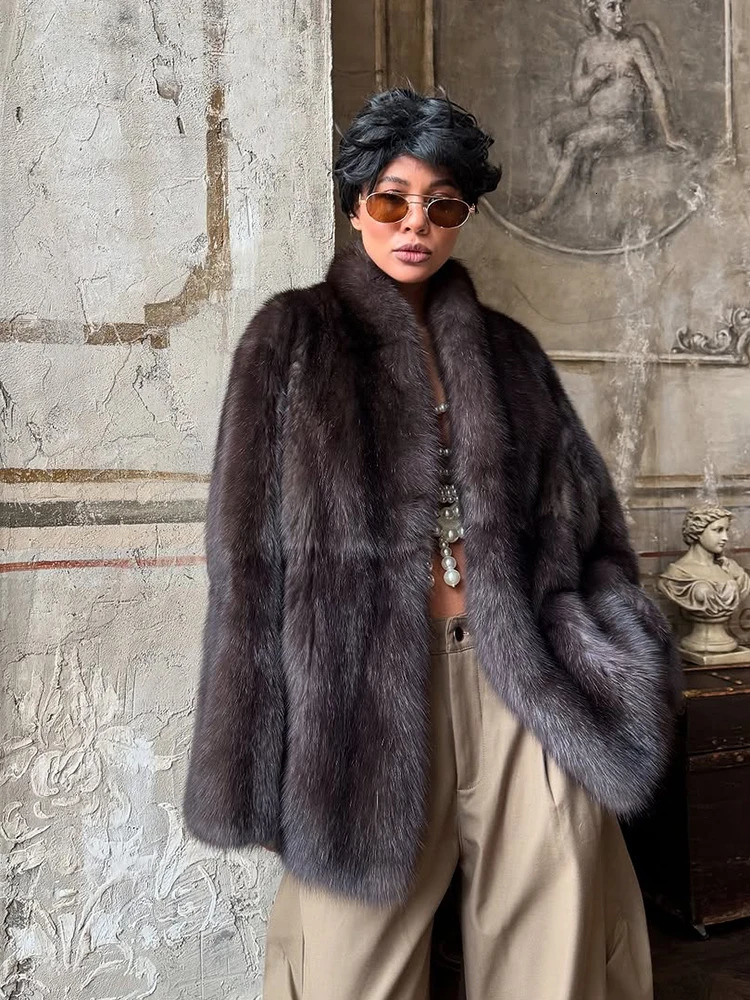 Women Warm Faux Fur Cardigan Coat Chic Fluffy Vneck Street Long Sleeve Loose Jackets Casual 2025 Winter Lady Outerwears 251029