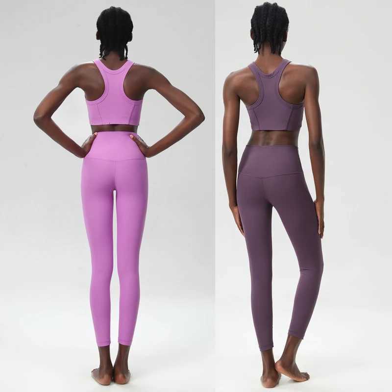 Two Pieces Fitness Yoga Set Women Solid Color Ribbed Gym Suit High Impact Breathable Running Sportswear Female Workout ClothesXJ251029