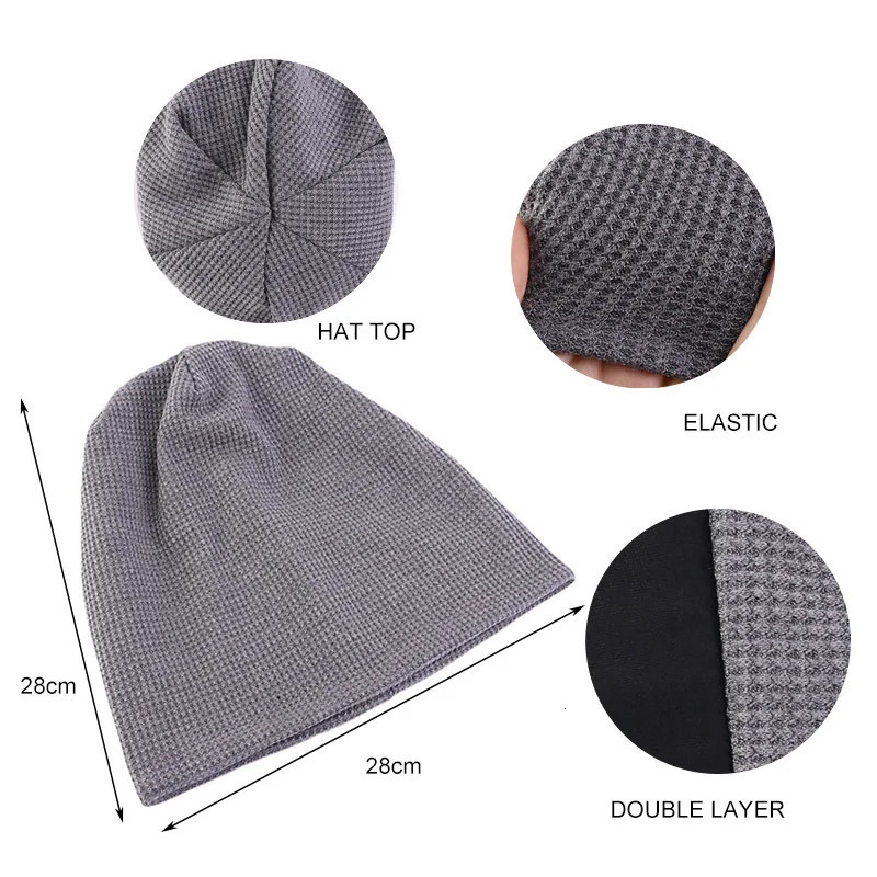 Double Fabric Cotton waffle pattern Autumn Early Winter Skullies Beanies 251029