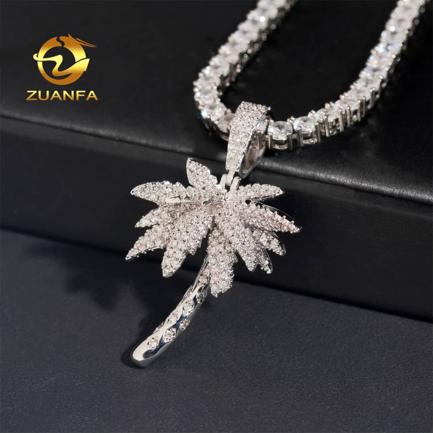 Tiny Coconut Tree Pendant Moissanite Pendants Iced Out Jewelry Custom Cross Pendant
