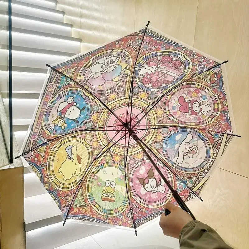 Sanrio Sanrio Hello Kitty umbrella Anime Kuromi Automatic Folding Sunumbrella Cute Rain Sunny Use Black Coating UV Protection Parasol L251029